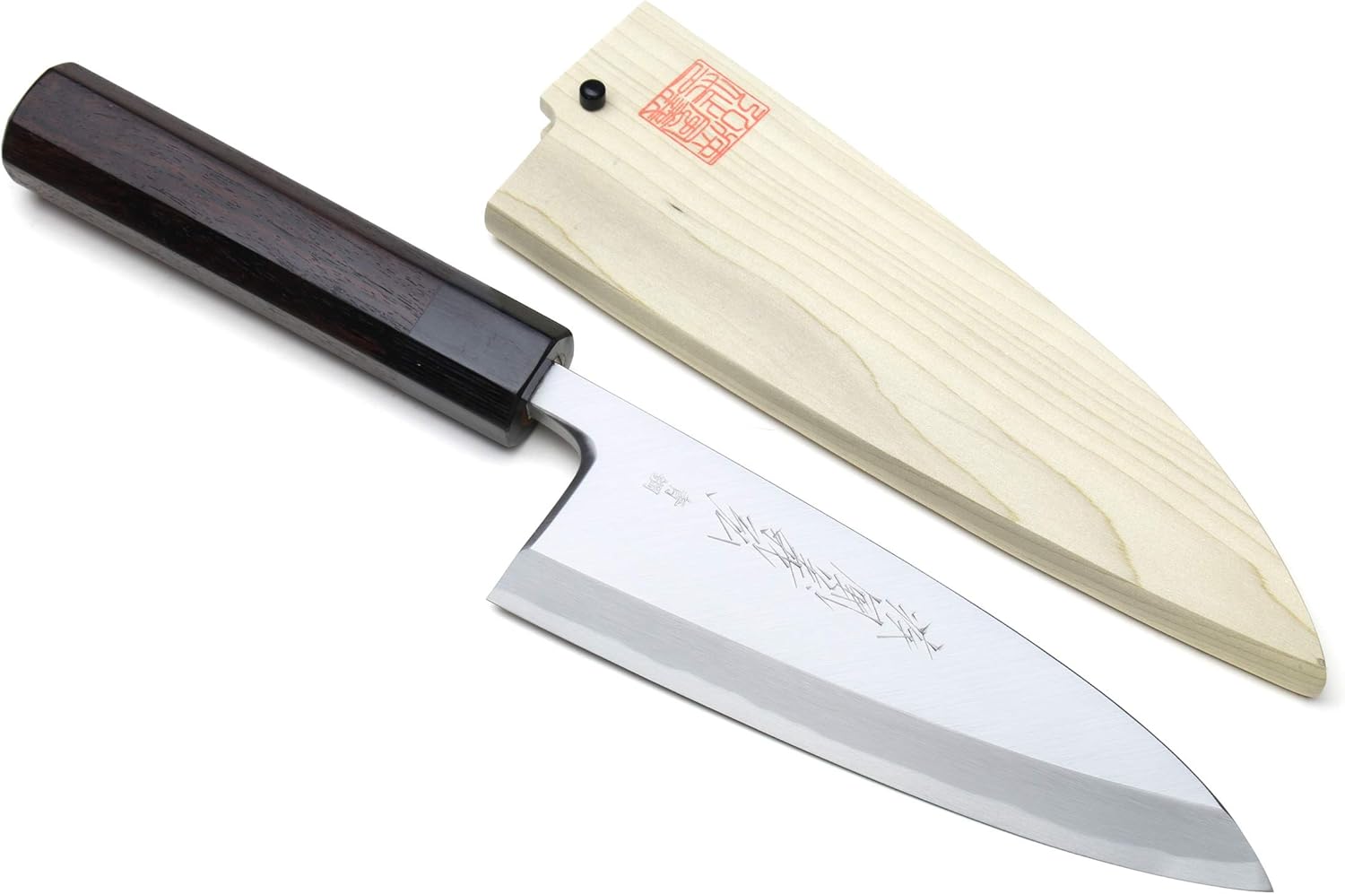Yoshihiro Hongasumi Blue Steel #2 deba knife with magnolia saya