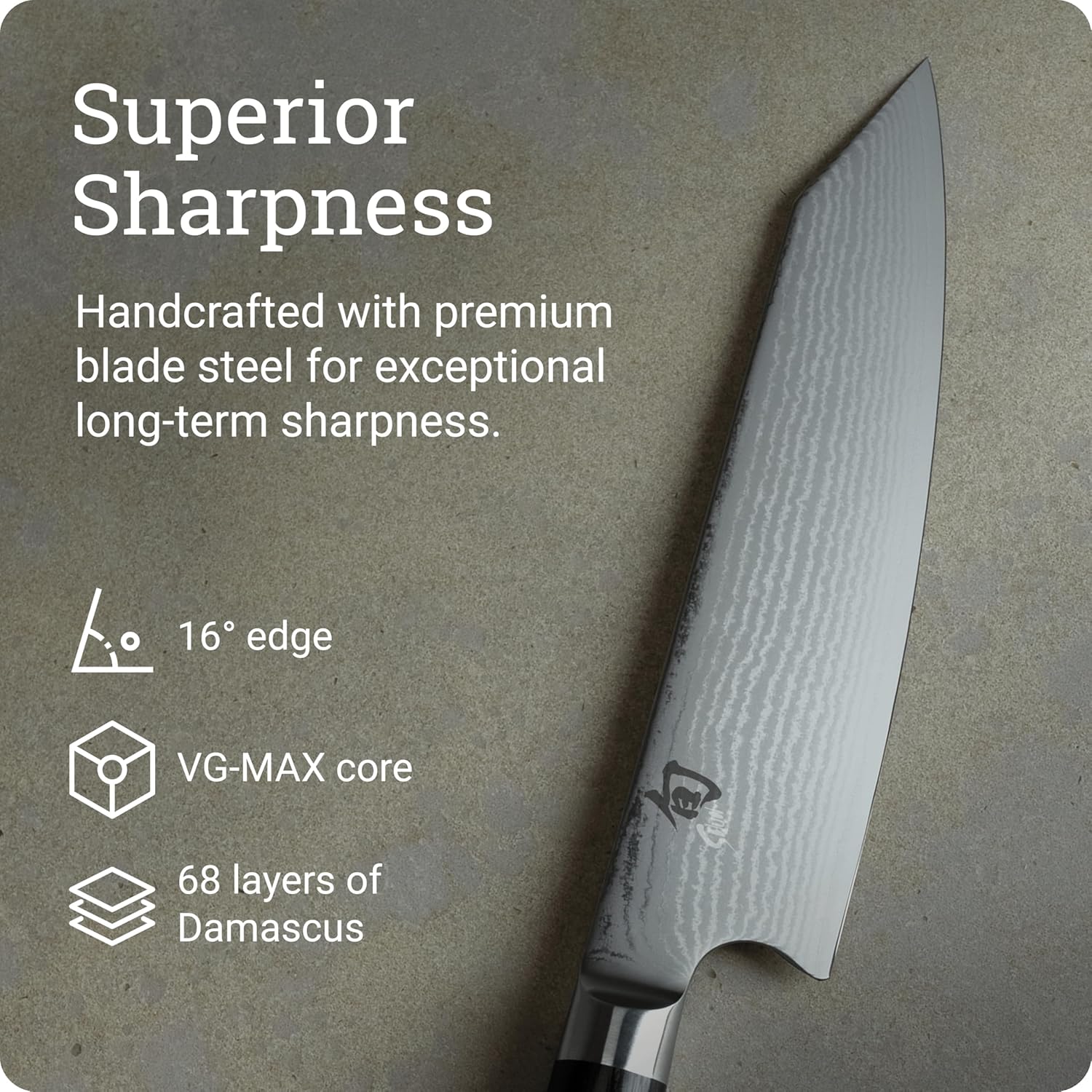 Shun Classic Kiritsuke D-shaped ebony PakkaWood handle