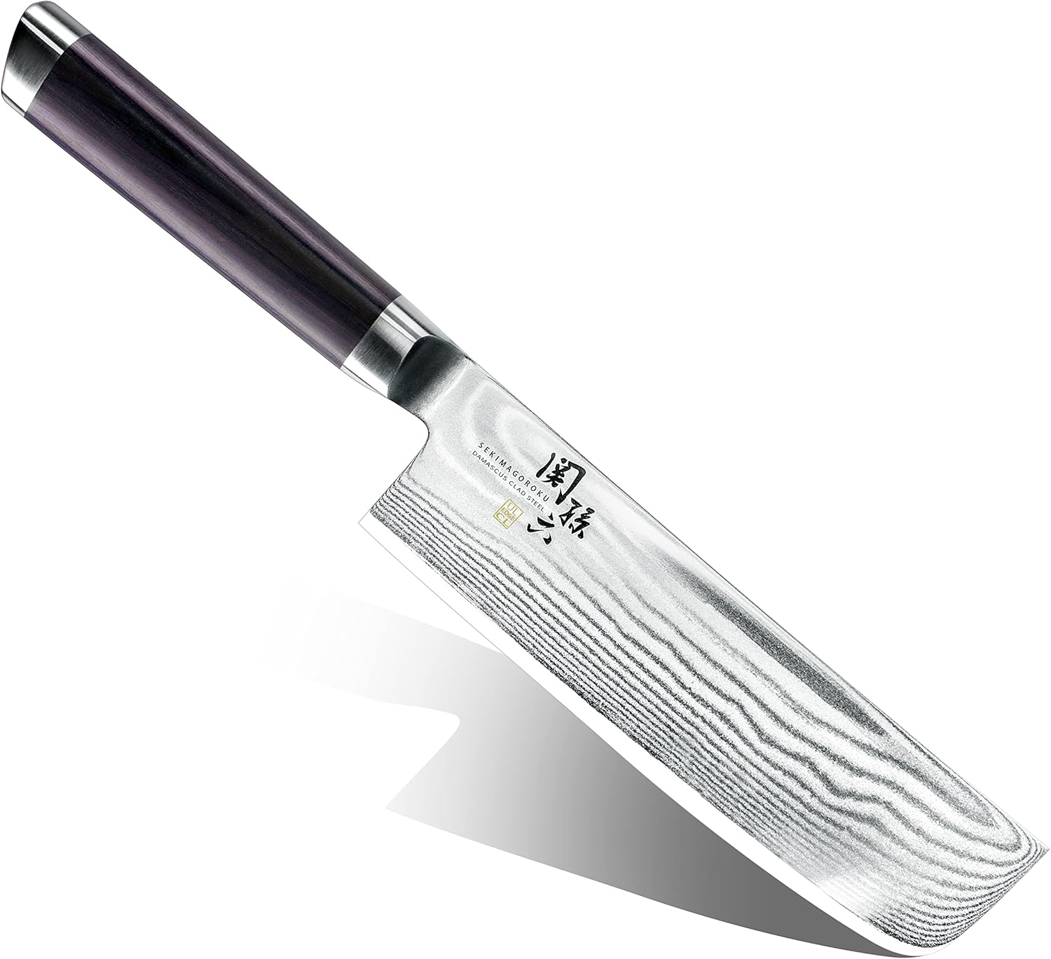 Kai Seki Magoroku Damascus nakiri knife full view