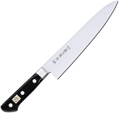 Tojiro DP F-808 gyuto with black western handle and stainless clad blade