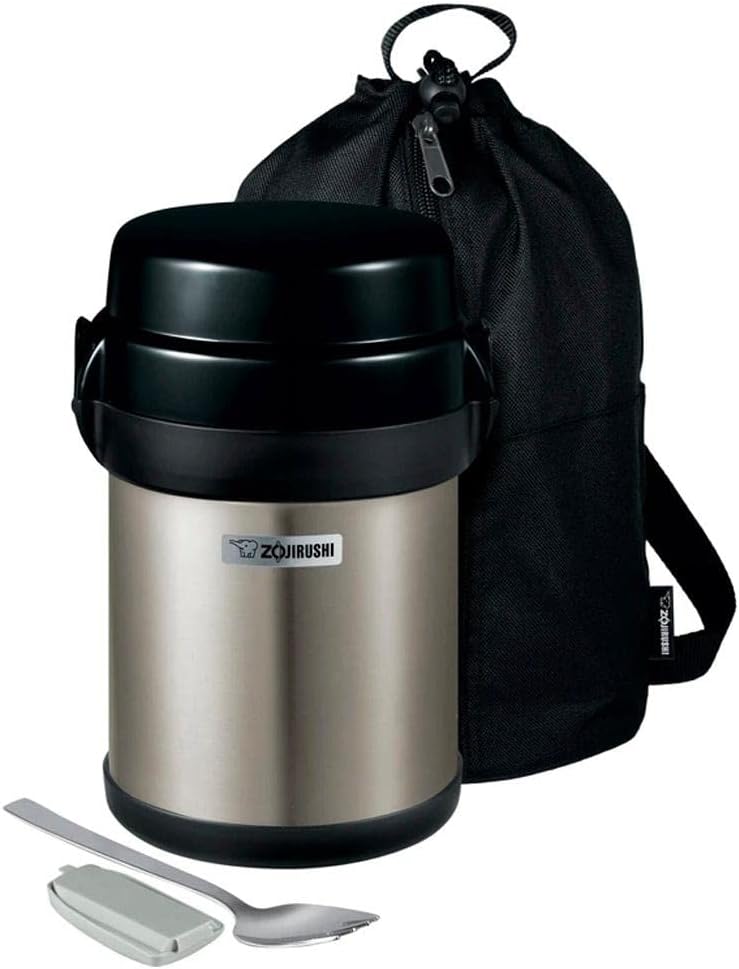 Zojirushi Mr. Bento stainless lunch jar with carry bag and forked spoon