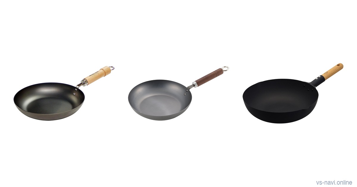 River Light Extreme Japan, Yoshikawa steel and Takumi Japan Magma Plate carbon steel frying pans compared side by side
