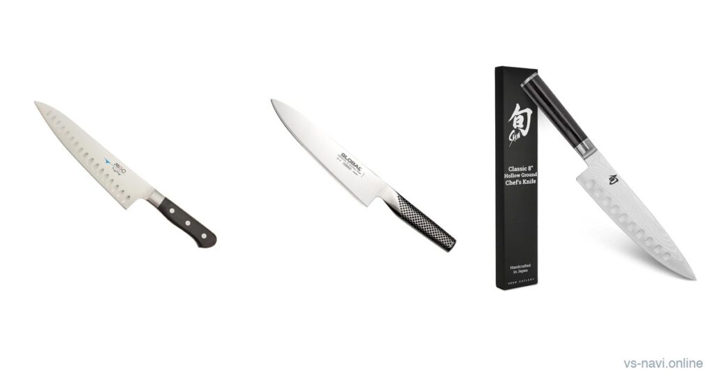 MAC MTH-80, Global G-2 and Shun Classic Japanese chef knives compared