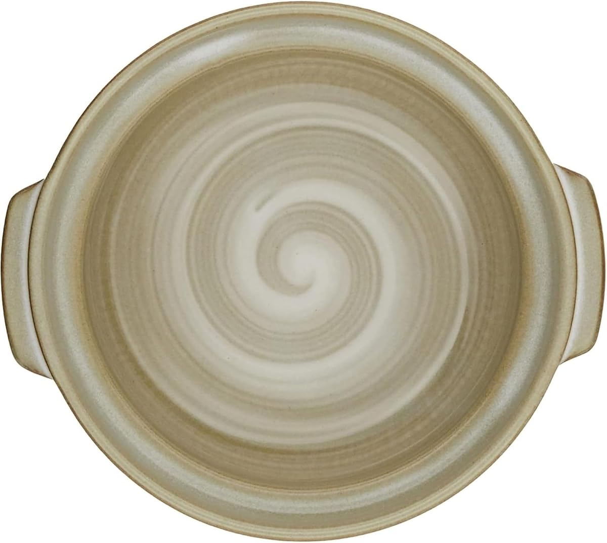 Top-down view of the spiral-glazed interior of the Ginpo donabe