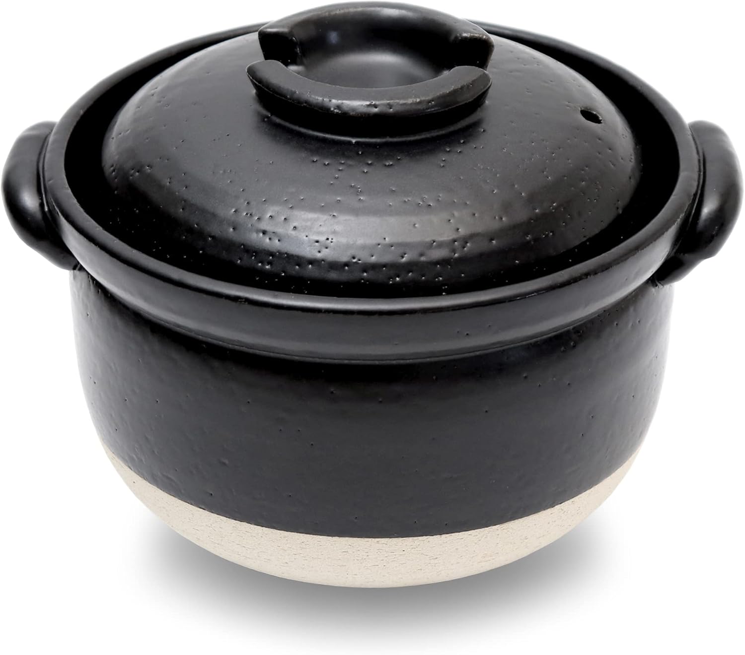 TOYO CASE black Banko ware donabe rice cooker with unglazed base
