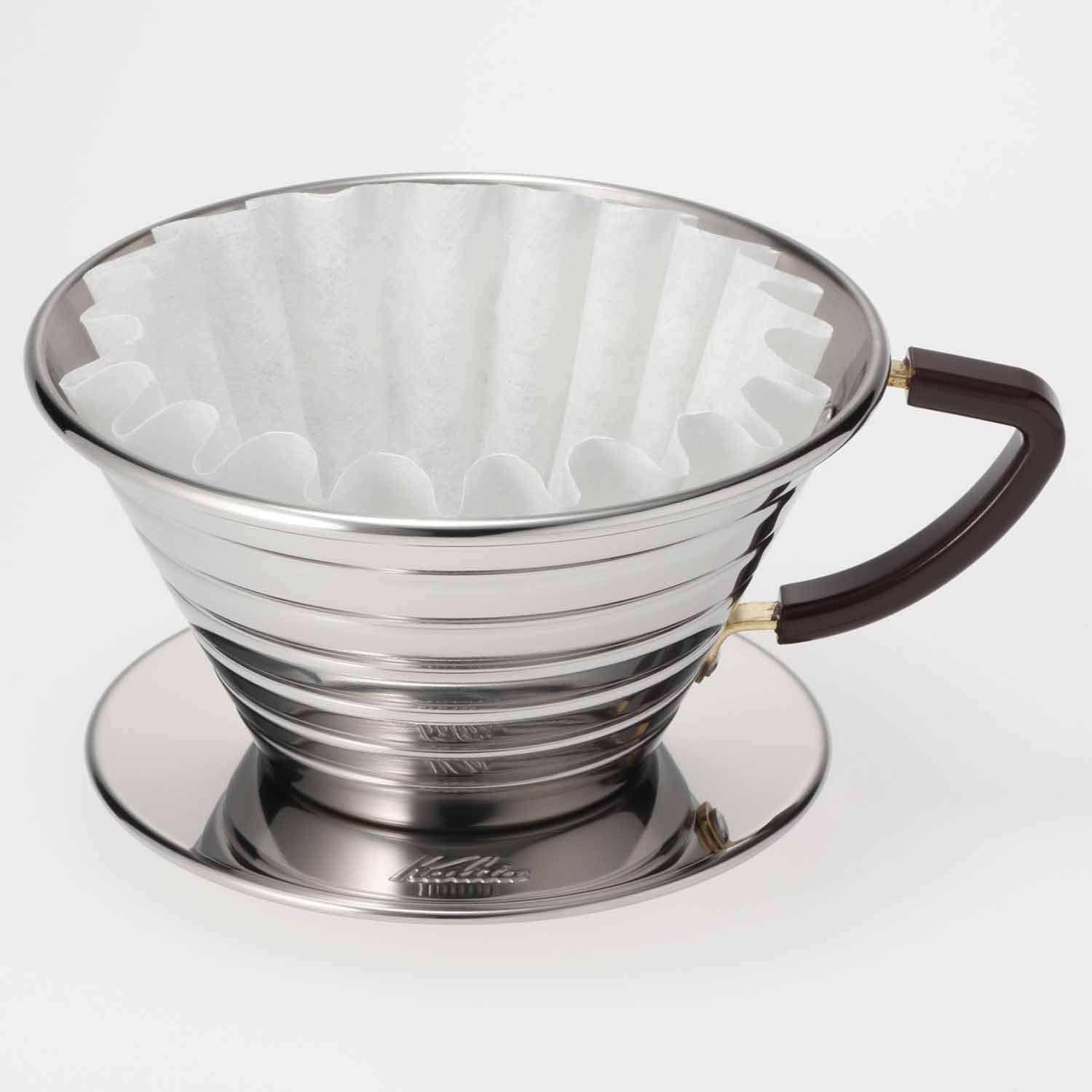 Kalita Wave dripper holding its rippled wave paper filter