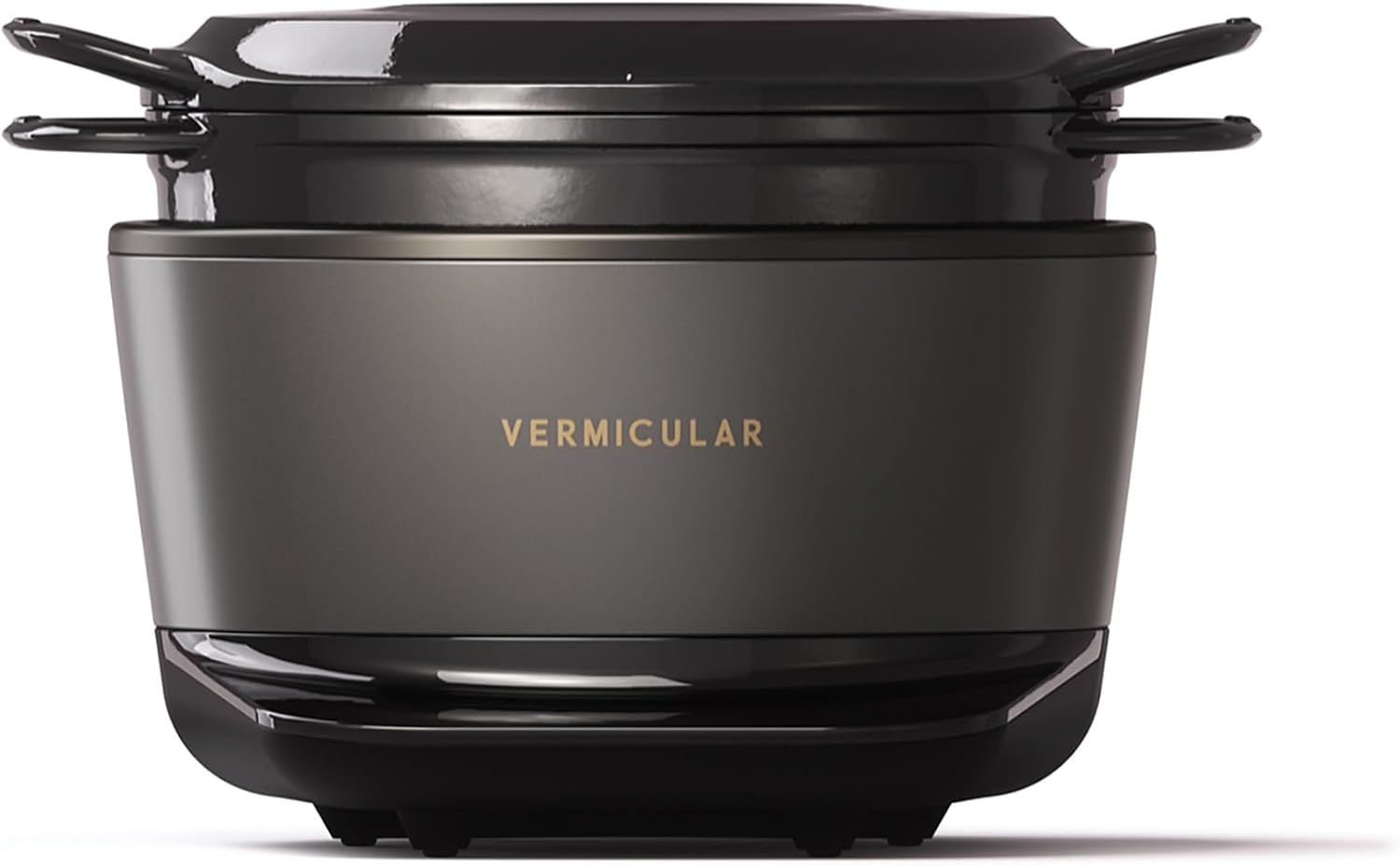 Vermicular Musui-Kamado in Charcoal finish on a white background