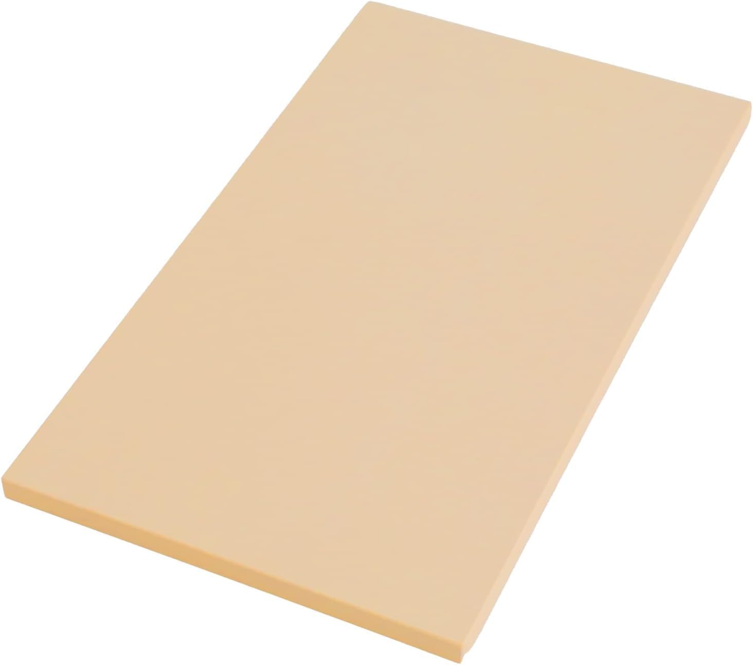 Asahi Cookin Cut beige synthetic rubber cutting board seen at an angle showing its 13 mm thickness