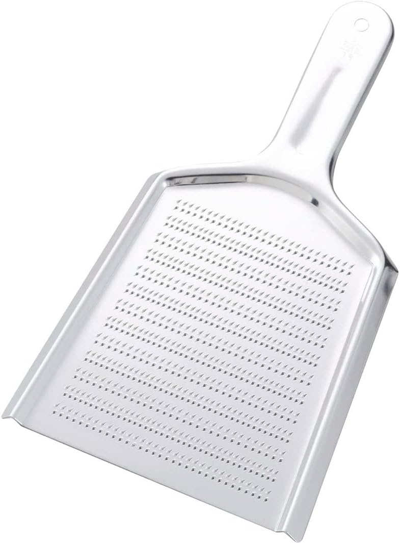 TIKUSAN stainless steel oroshigane with a broad grating plate, raised side walls plus a flat handle