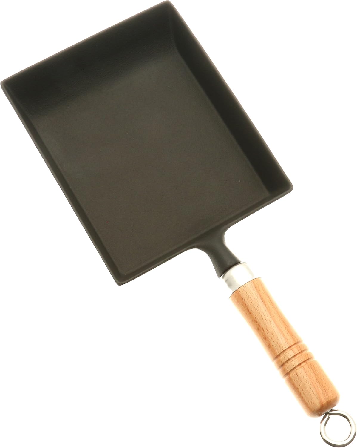 Top-down view of the Iwachu cast iron tamagoyaki pan showing the rectangular cooking surface and matte casting texture