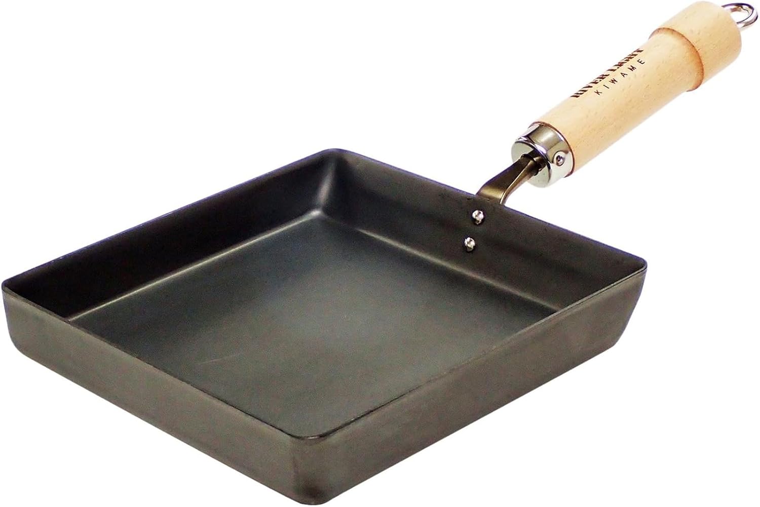 River Light Kiwame nitrided iron egg pan with a detachable beech handle branded River Light Kiwame