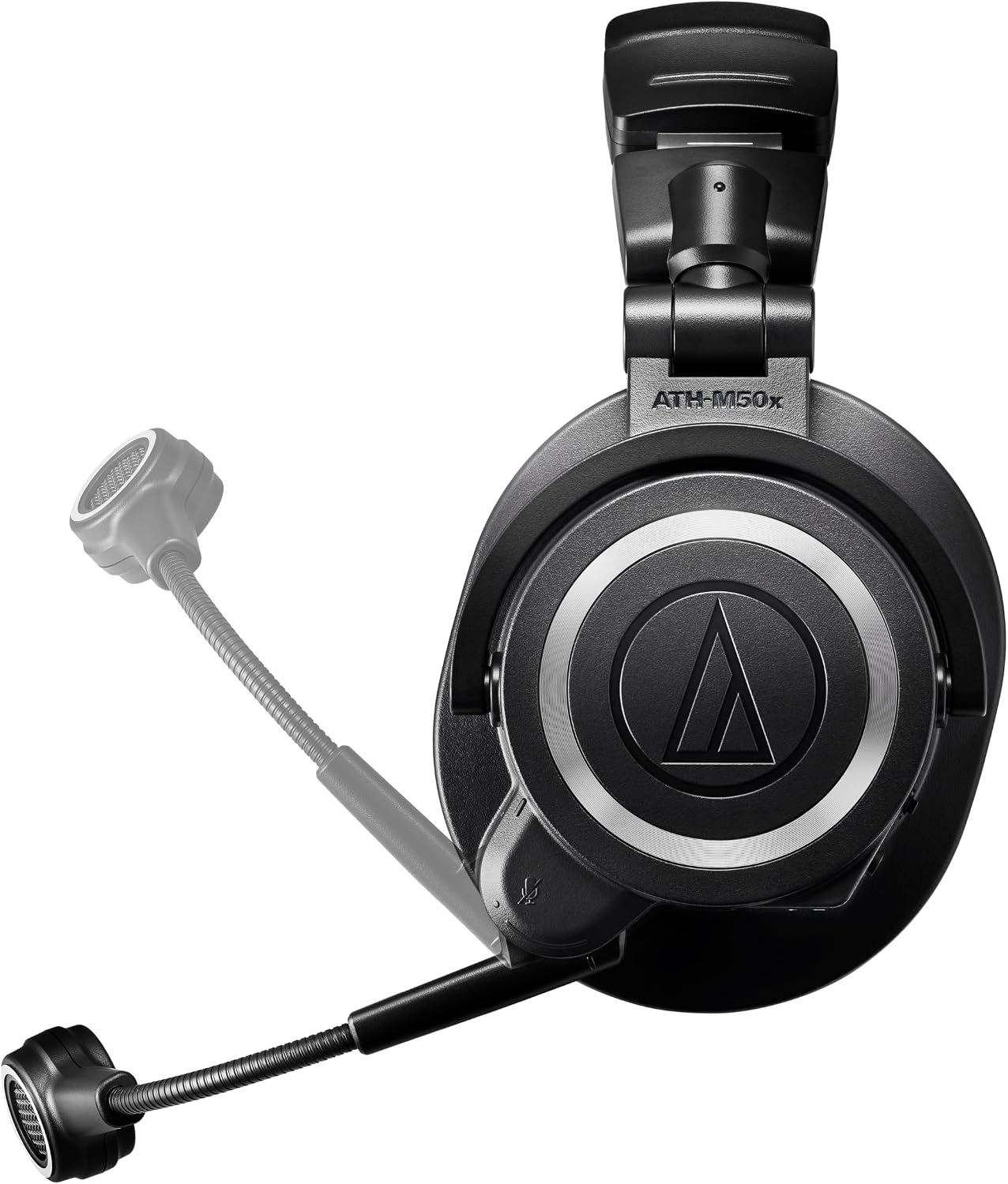 Audio-Technica ATH-M50xSTS-WL with the boom microphone flipped up to mute