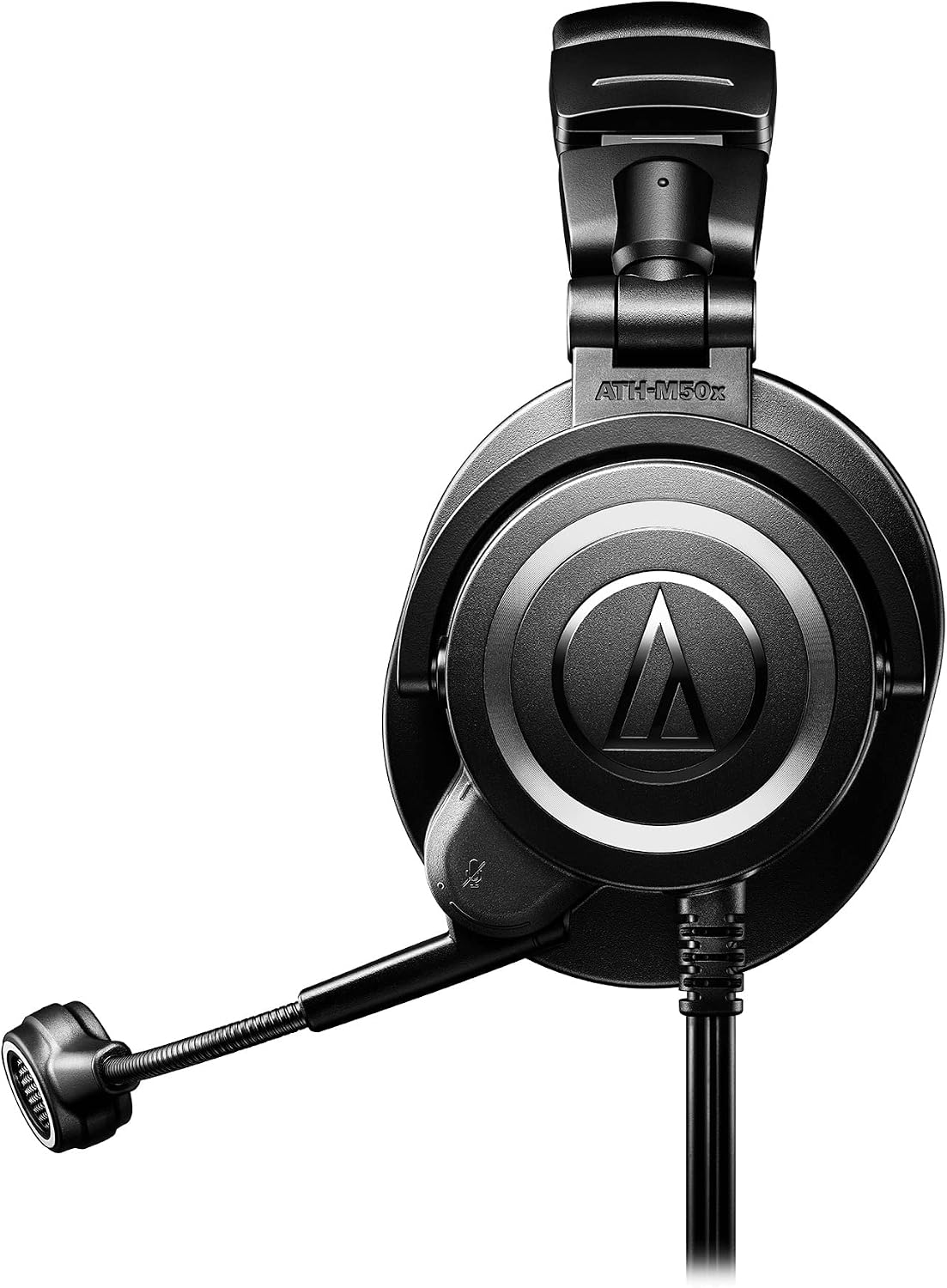 Audio-Technica ATH-M50xSTS XLR streaming headset side view with the boom microphone