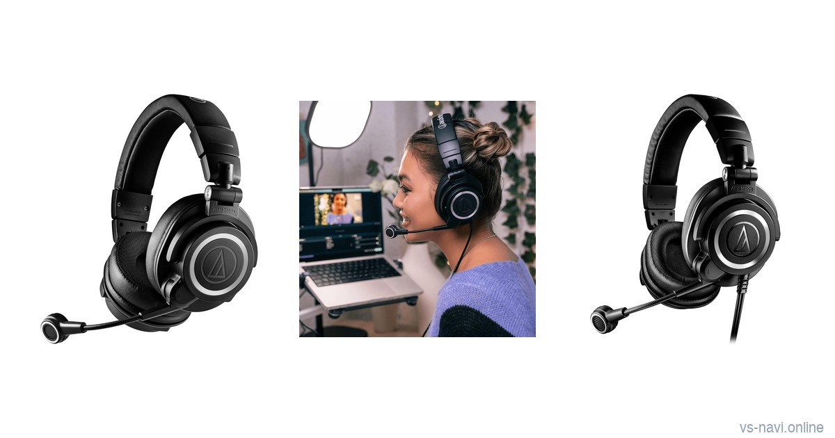 Audio-Technica ATH-M50xSTS-WL wireless headset next to the ATH-M50xSTS XLR headset on a white background
