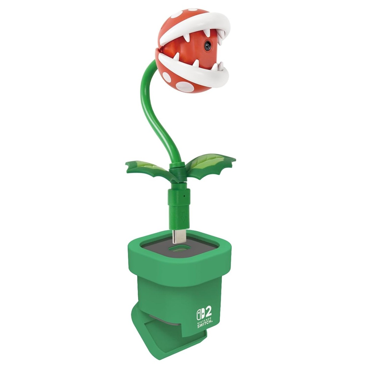 Piranha Plant Camera base with the adjustable clip folded out for TV mounting