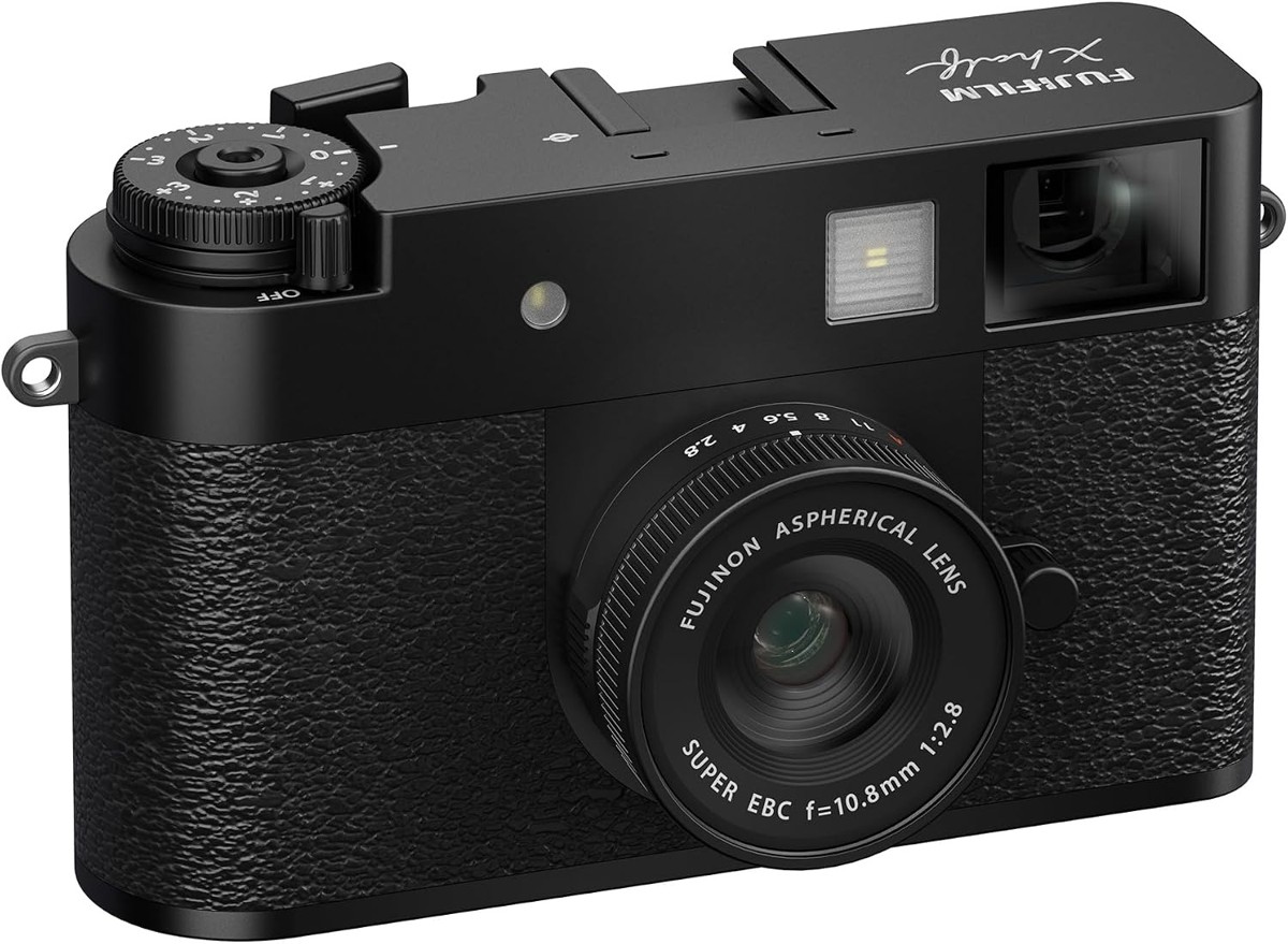 Fujifilm X half black compact camera angled view