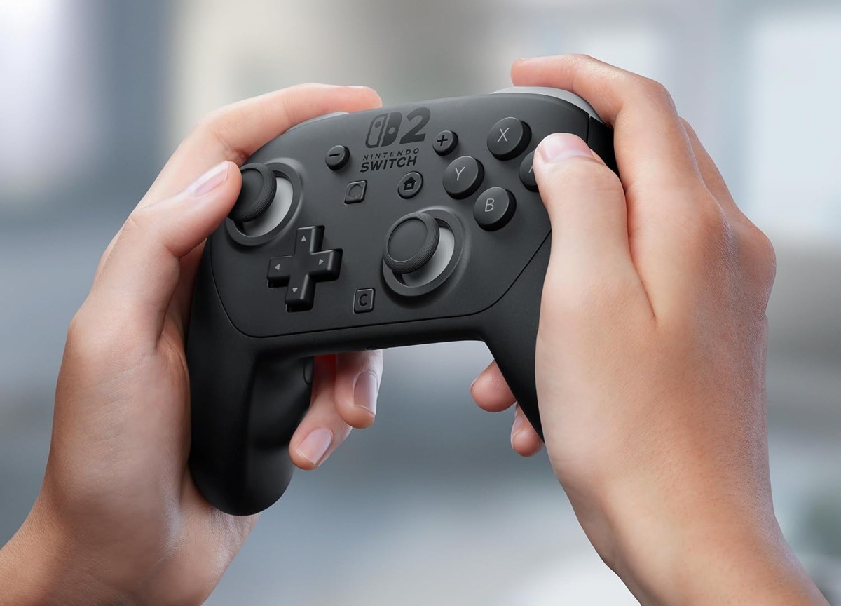 Hands holding the Nintendo Switch 2 Pro Controller