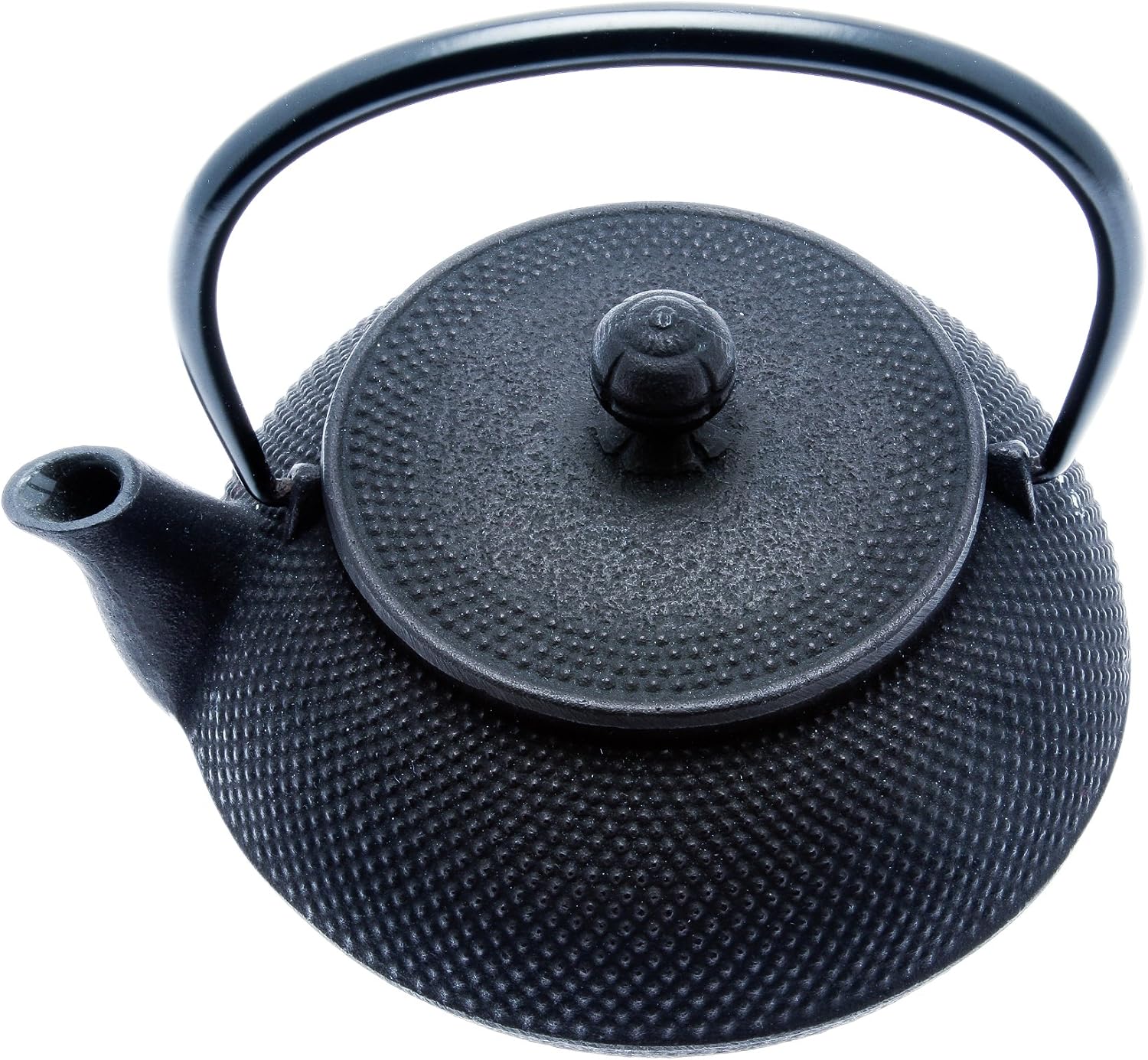 Iwachu black cast iron teapot with the dotted hobnail arare pattern