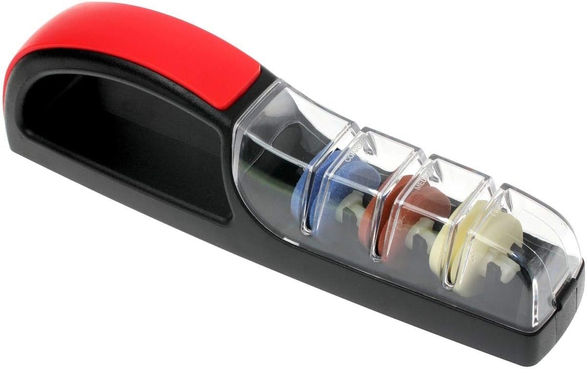 MinoSharp 3 in black and red showing three color-coded ceramic wheels under a clear cover