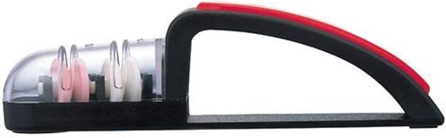 Side view of the MinoSharp Plus showing the long grip handle and clear wheel cover