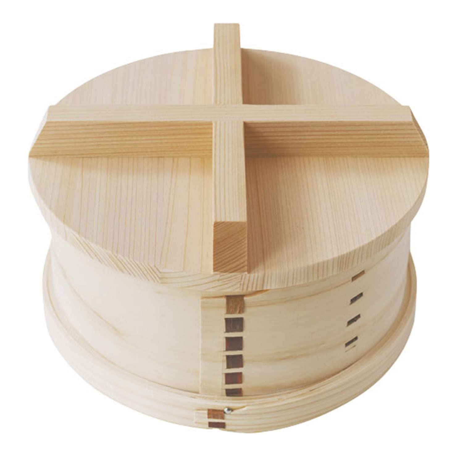 Nichinichi Dogu Japanese wooden seiro steamer with a flat plank lid and cross handle