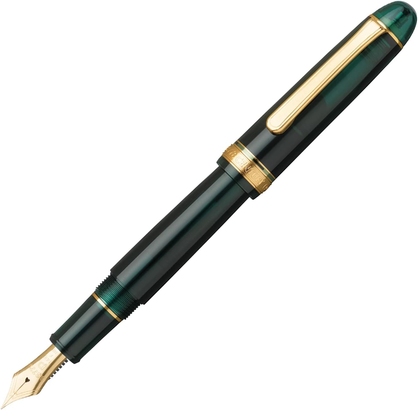 Platinum 3776 Century in translucent Laurel Green with gold trim