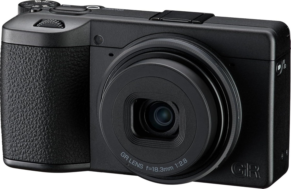 Ricoh GR IV Monochrome camera angled front view