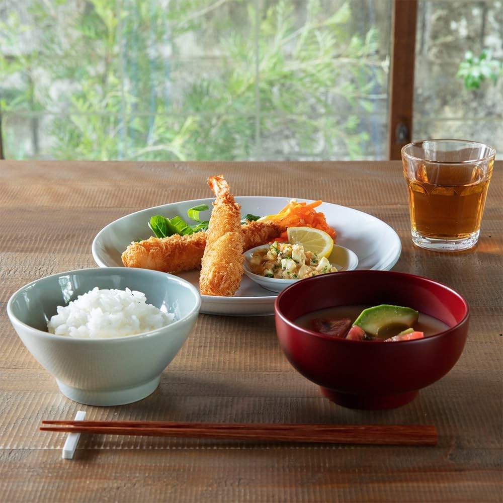 Saikai Common rice bowl on a dinner table with fried shrimp plus miso soup