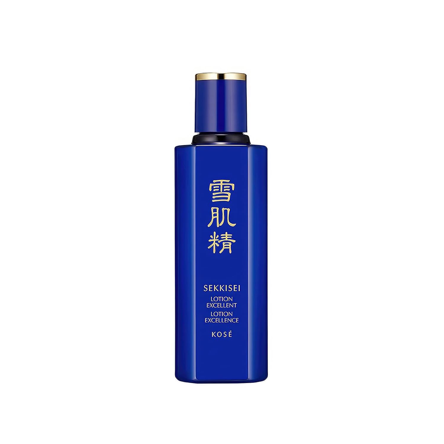 KOSE Sekkisei Lotion Excellent in a cobalt blue bottle with a blue, gold-trimmed cap