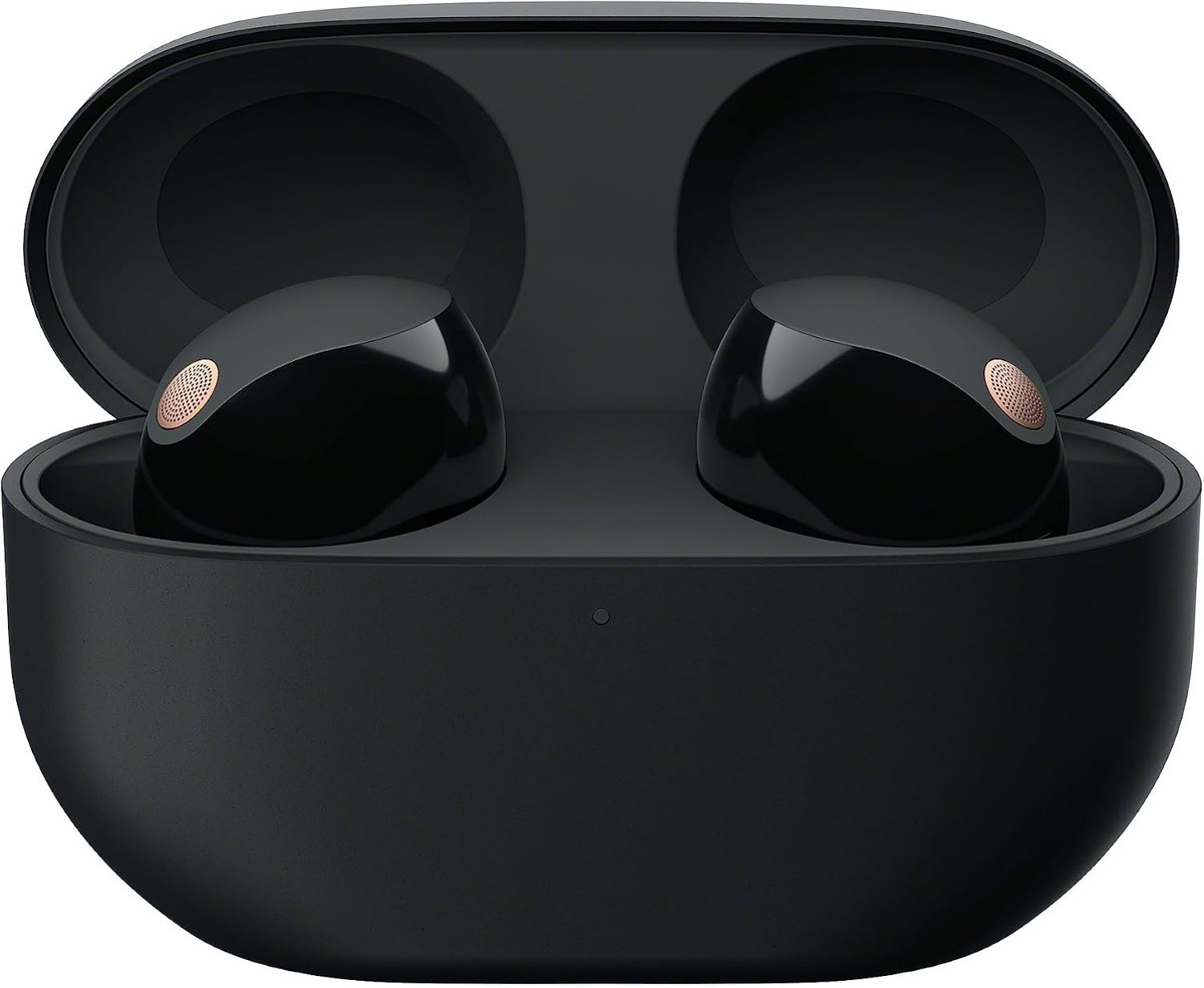 Sony WF-1000XM5 earbuds in open charging case