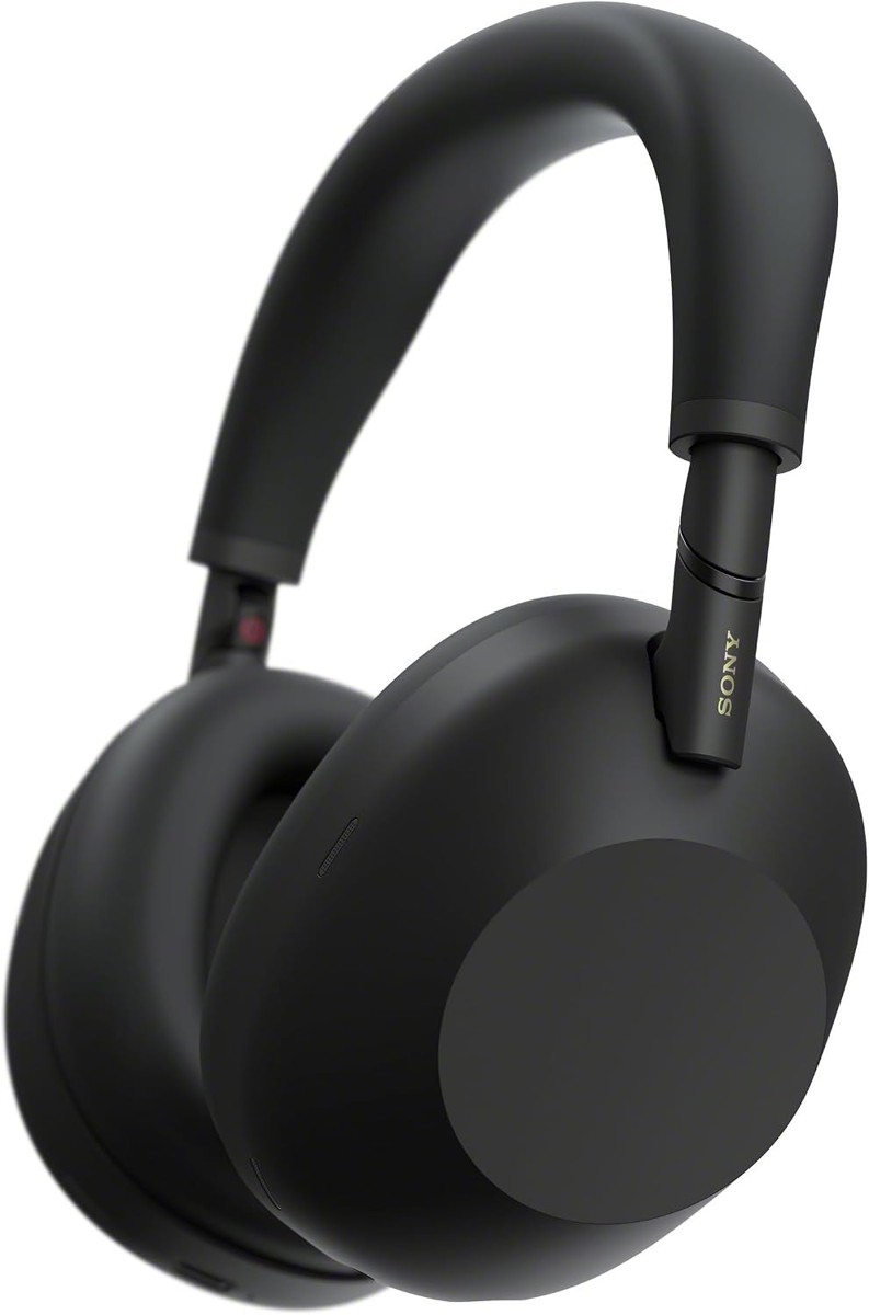 Sony WH-1000XM6 headphones in black, angled view