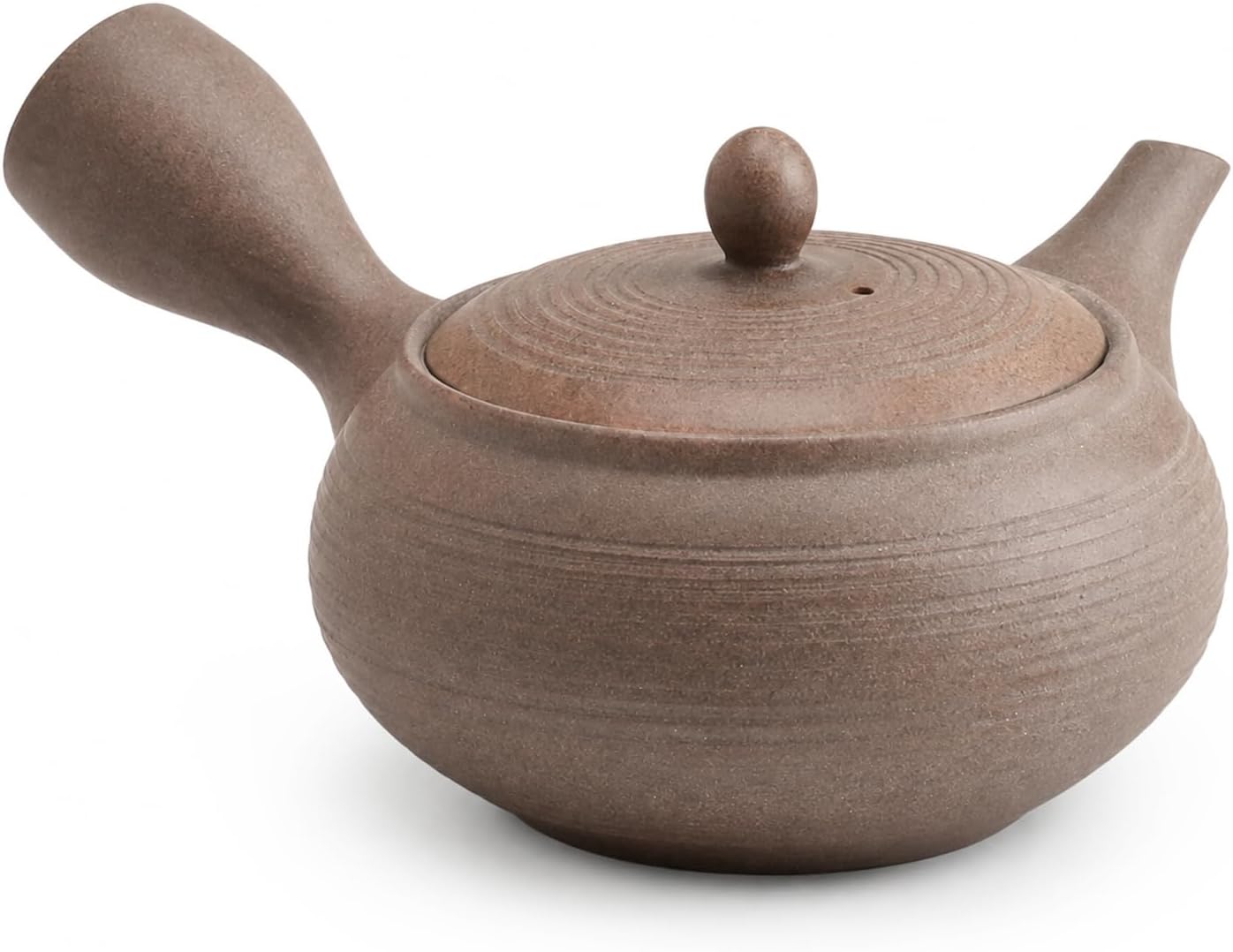 COTONOHA Tokoname ware kyusu in gray clay with a ribbed lid plus a long side handle